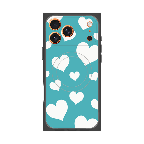 プレミアムスクエアケース with MagSafe［ Dot Hearts - Blue ］
