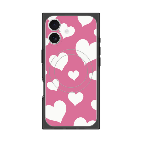 プレミアムスクエアケース with MagSafe［ Dot Hearts - Pink ］