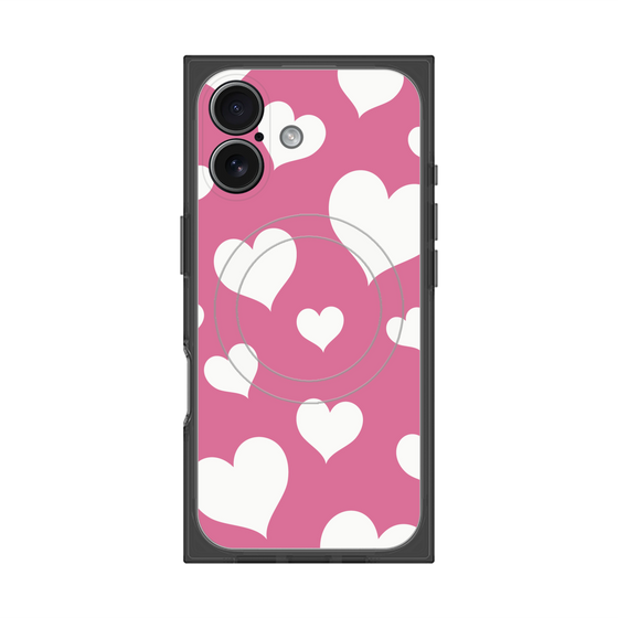 プレミアムスクエアケース with MagSafe［ Dot Hearts - Pink ］