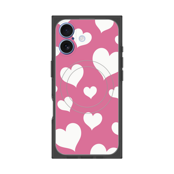 プレミアムスクエアケース with MagSafe［ Dot Hearts - Pink ］