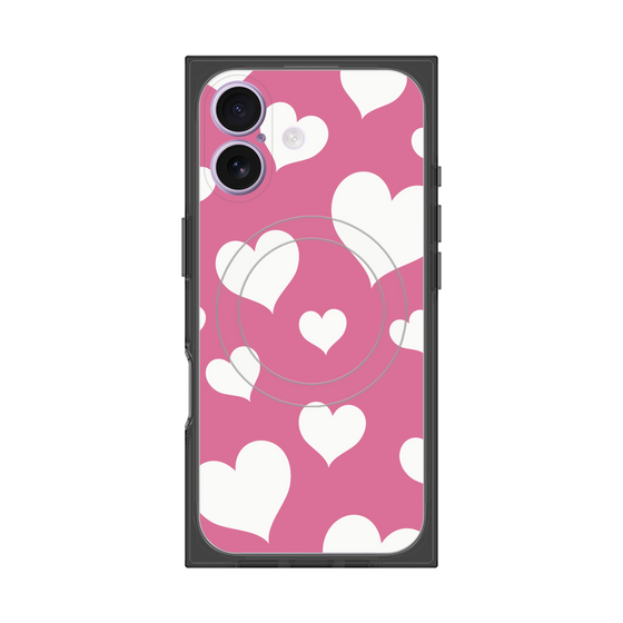 プレミアムスクエアケース with MagSafe［ Dot Hearts - Pink ］