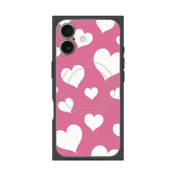 プレミアムスクエアケース with MagSafe［ Dot Hearts - Pink ］