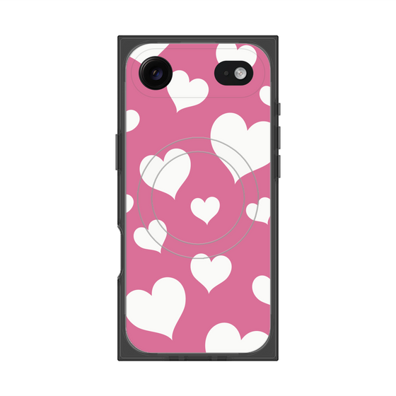 プレミアムスクエアケース with MagSafe［ Dot Hearts - Pink ］