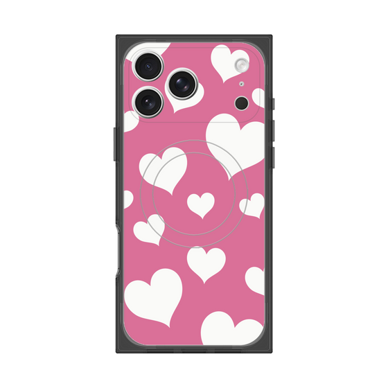 プレミアムスクエアケース with MagSafe［ Dot Hearts - Pink ］