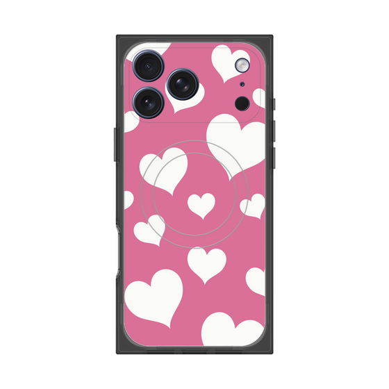 プレミアムスクエアケース with MagSafe［ Dot Hearts - Pink ］