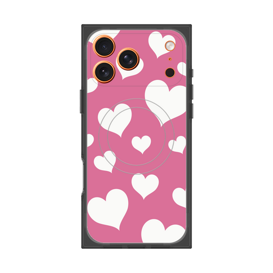 プレミアムスクエアケース with MagSafe［ Dot Hearts - Pink ］