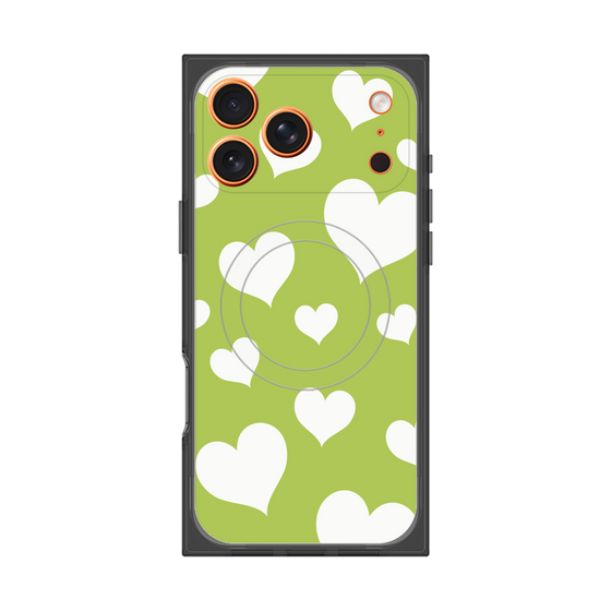 プレミアムスクエアケース with MagSafe［ Dot Hearts - Green ］
