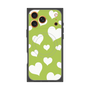 プレミアムスクエアケース with MagSafe［ Dot Hearts - Green ］