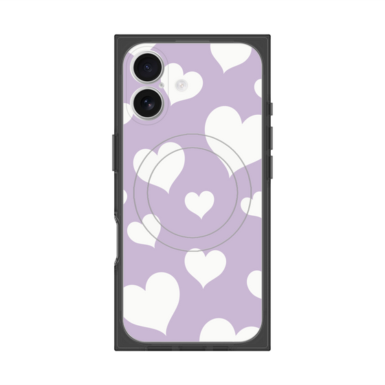 プレミアムスクエアケース with MagSafe［ Dot Hearts - Purple ］