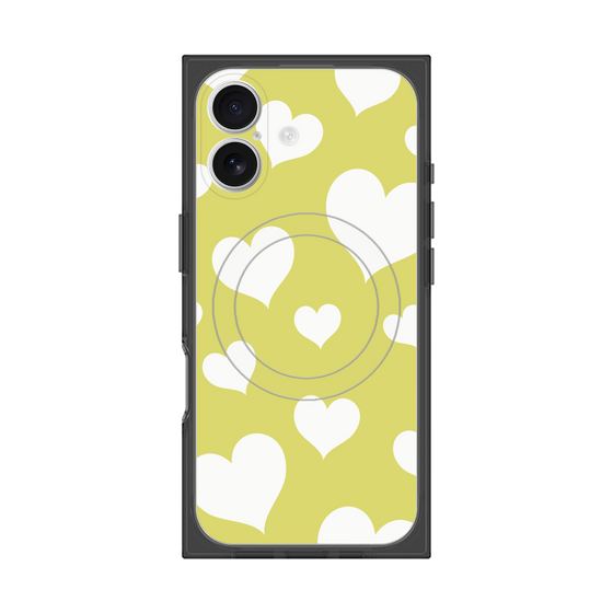 プレミアムスクエアケース with MagSafe［ Dot Hearts - Yellow ］