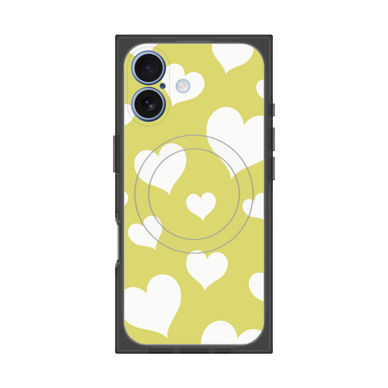 プレミアムスクエアケース with MagSafe［ Dot Hearts - Yellow ］