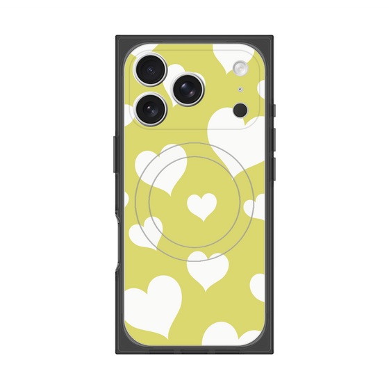 プレミアムスクエアケース with MagSafe［ Dot Hearts - Yellow ］