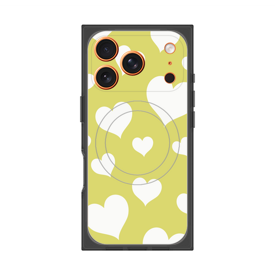 プレミアムスクエアケース with MagSafe［ Dot Hearts - Yellow ］