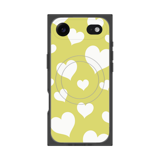 プレミアムスクエアケース with MagSafe［ Dot Hearts - Yellow ］