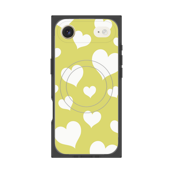 プレミアムスクエアケース with MagSafe［ Dot Hearts - Yellow ］