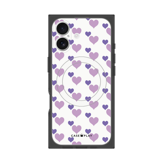 プレミアムスクエアケース with MagSafe［ Stripe Hearts - Purple ］