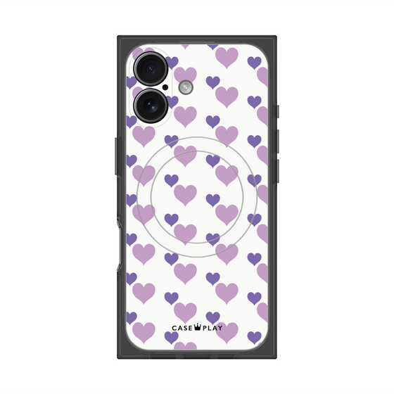プレミアムスクエアケース with MagSafe［ Stripe Hearts - Purple ］