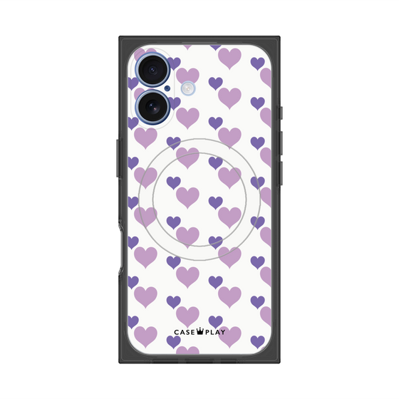 プレミアムスクエアケース with MagSafe［ Stripe Hearts - Purple ］