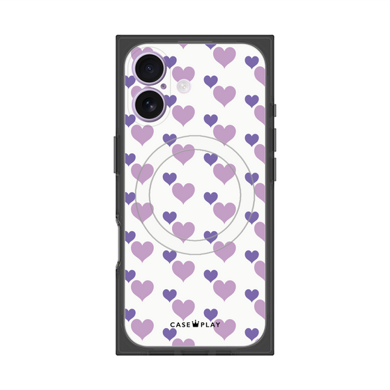 プレミアムスクエアケース with MagSafe［ Stripe Hearts - Purple ］