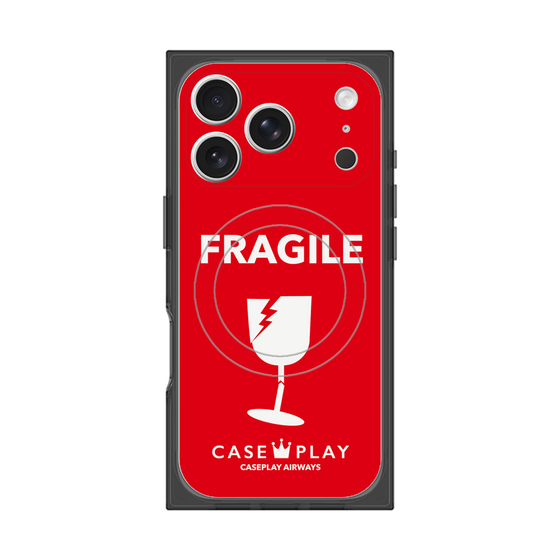 プレミアムスクエアケース with MagSafe［ FRAGILE - Red ］