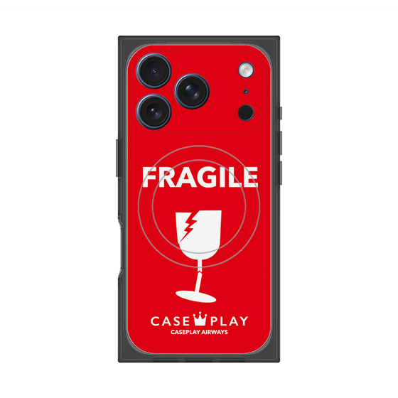 プレミアムスクエアケース with MagSafe［ FRAGILE - Red ］