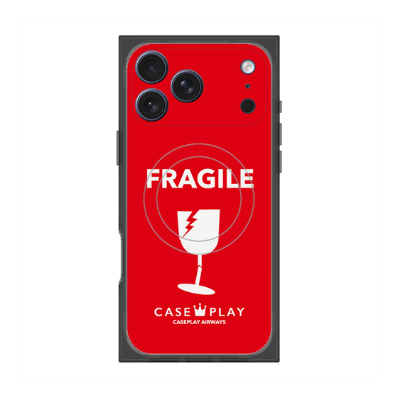 プレミアムスクエアケース with MagSafe［ FRAGILE - Red ］