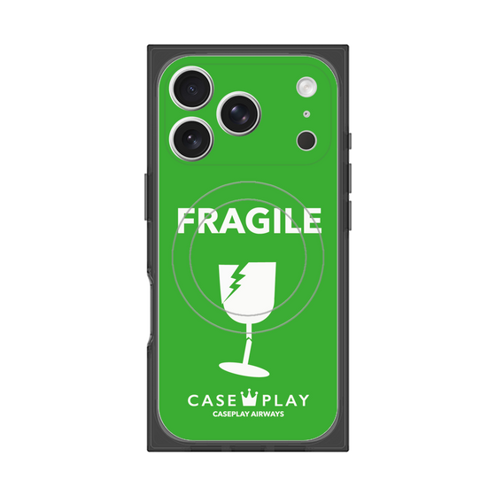 プレミアムスクエアケース with MagSafe［ FRAGILE - Green ］