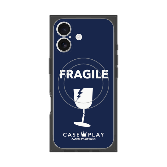 プレミアムスクエアケース with MagSafe［ FRAGILE - Navy ］