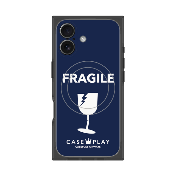 プレミアムスクエアケース with MagSafe［ FRAGILE - Navy ］