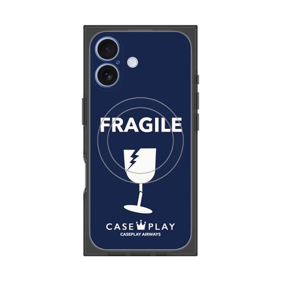 プレミアムスクエアケース with MagSafe［ FRAGILE - Navy ］