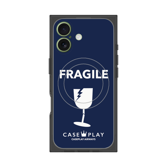 プレミアムスクエアケース with MagSafe［ FRAGILE - Navy ］