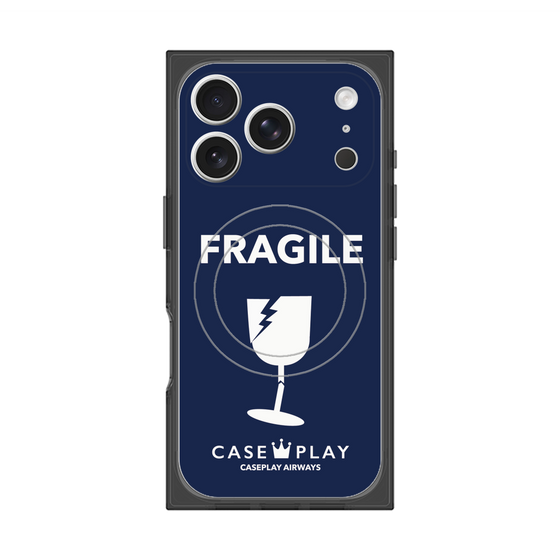 プレミアムスクエアケース with MagSafe［ FRAGILE - Navy ］