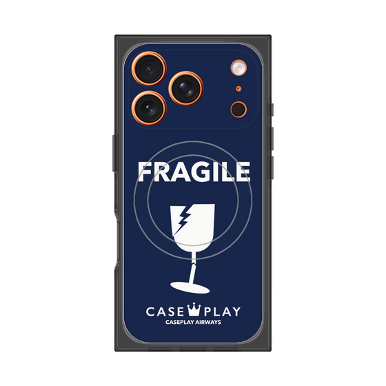 プレミアムスクエアケース with MagSafe［ FRAGILE - Navy ］