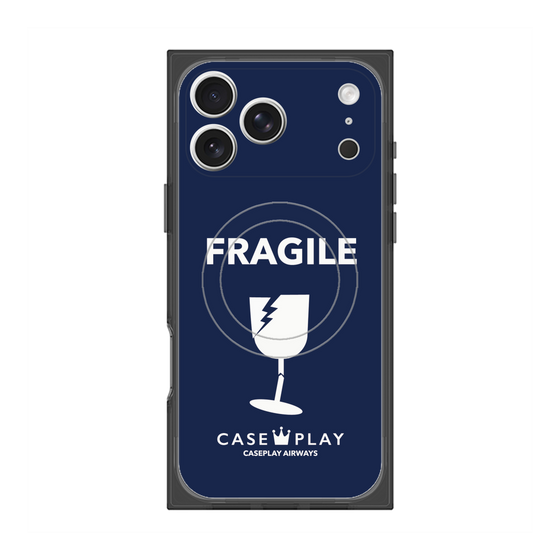 プレミアムスクエアケース with MagSafe［ FRAGILE - Navy ］