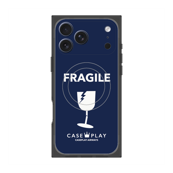 プレミアムスクエアケース with MagSafe［ FRAGILE - Navy ］