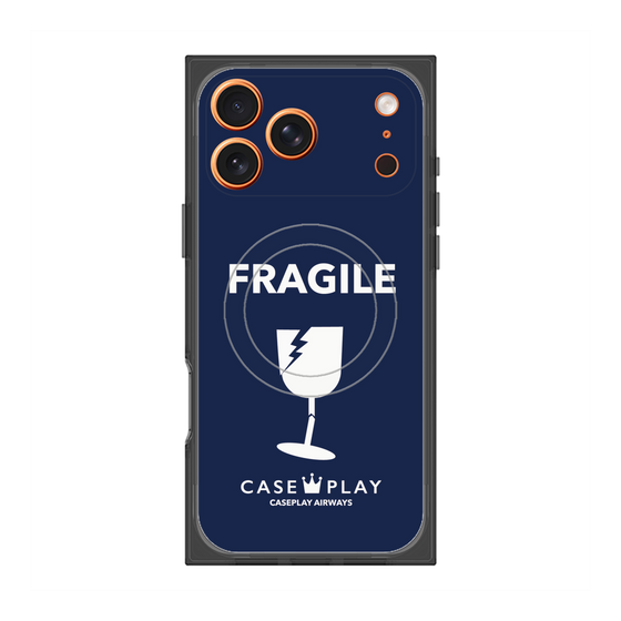 プレミアムスクエアケース with MagSafe［ FRAGILE - Navy ］