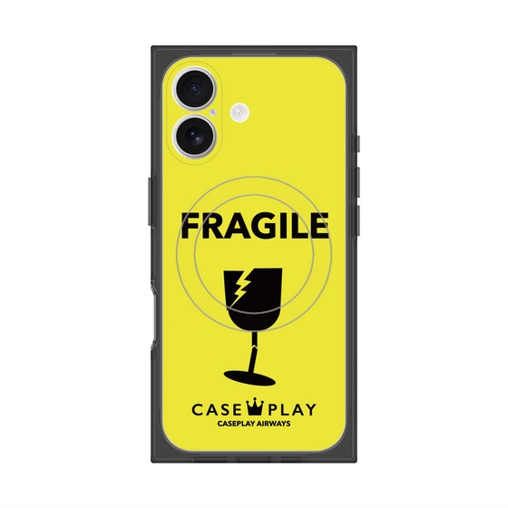 プレミアムスクエアケース with MagSafe［ FRAGILE - Yellow ］