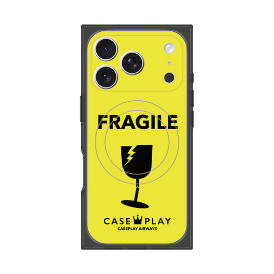 プレミアムスクエアケース with MagSafe［ FRAGILE - Yellow ］