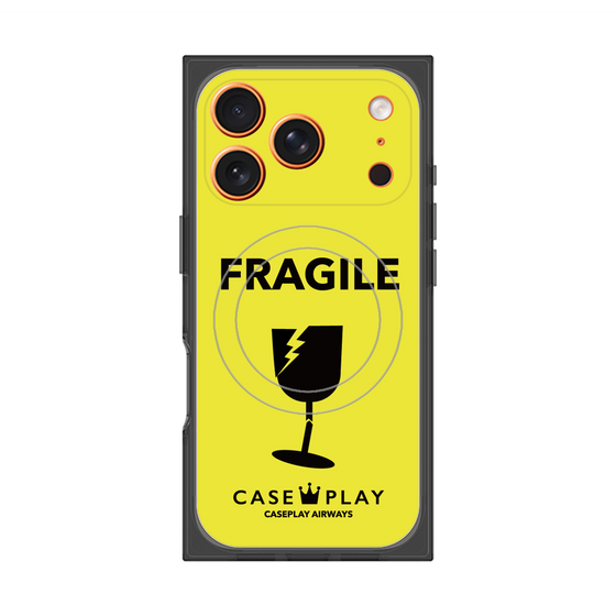 プレミアムスクエアケース with MagSafe［ FRAGILE - Yellow ］
