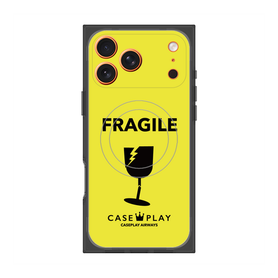 プレミアムスクエアケース with MagSafe［ FRAGILE - Yellow ］