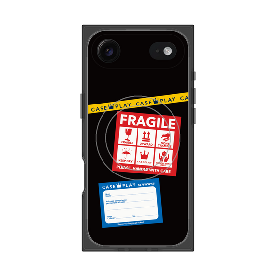プレミアムスクエアケース with MagSafe［ FRAGILE Stickers - Black ］
