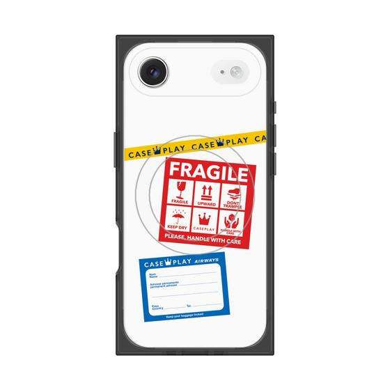 プレミアムスクエアケース with MagSafe［ FRAGILE Stickers - White ］