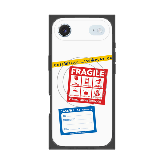 プレミアムスクエアケース with MagSafe［ FRAGILE Stickers - White ］