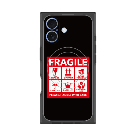 プレミアムスクエアケース with MagSafe［ FRAGILE Sticker - Black ］