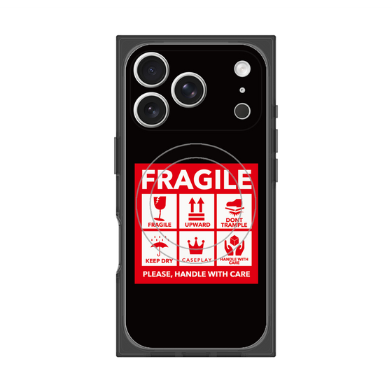 プレミアムスクエアケース with MagSafe［ FRAGILE Sticker - Black ］