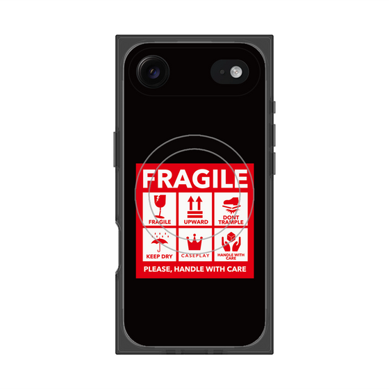 プレミアムスクエアケース with MagSafe［ FRAGILE Sticker - Black ］