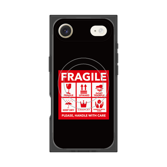 プレミアムスクエアケース with MagSafe［ FRAGILE Sticker - Black ］