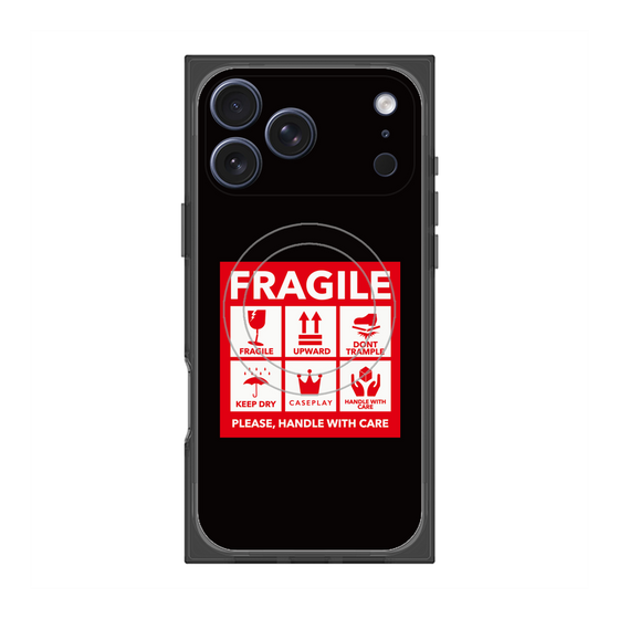 プレミアムスクエアケース with MagSafe［ FRAGILE Sticker - Black ］