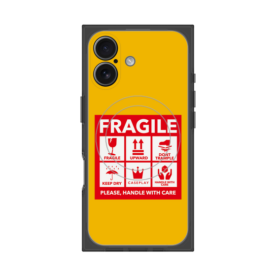 プレミアムスクエアケース with MagSafe［ FRAGILE Sticker - Yellow ］