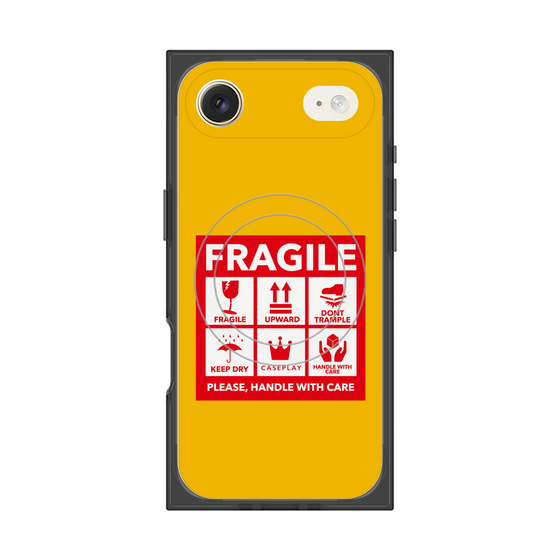 プレミアムスクエアケース with MagSafe［ FRAGILE Sticker - Yellow ］